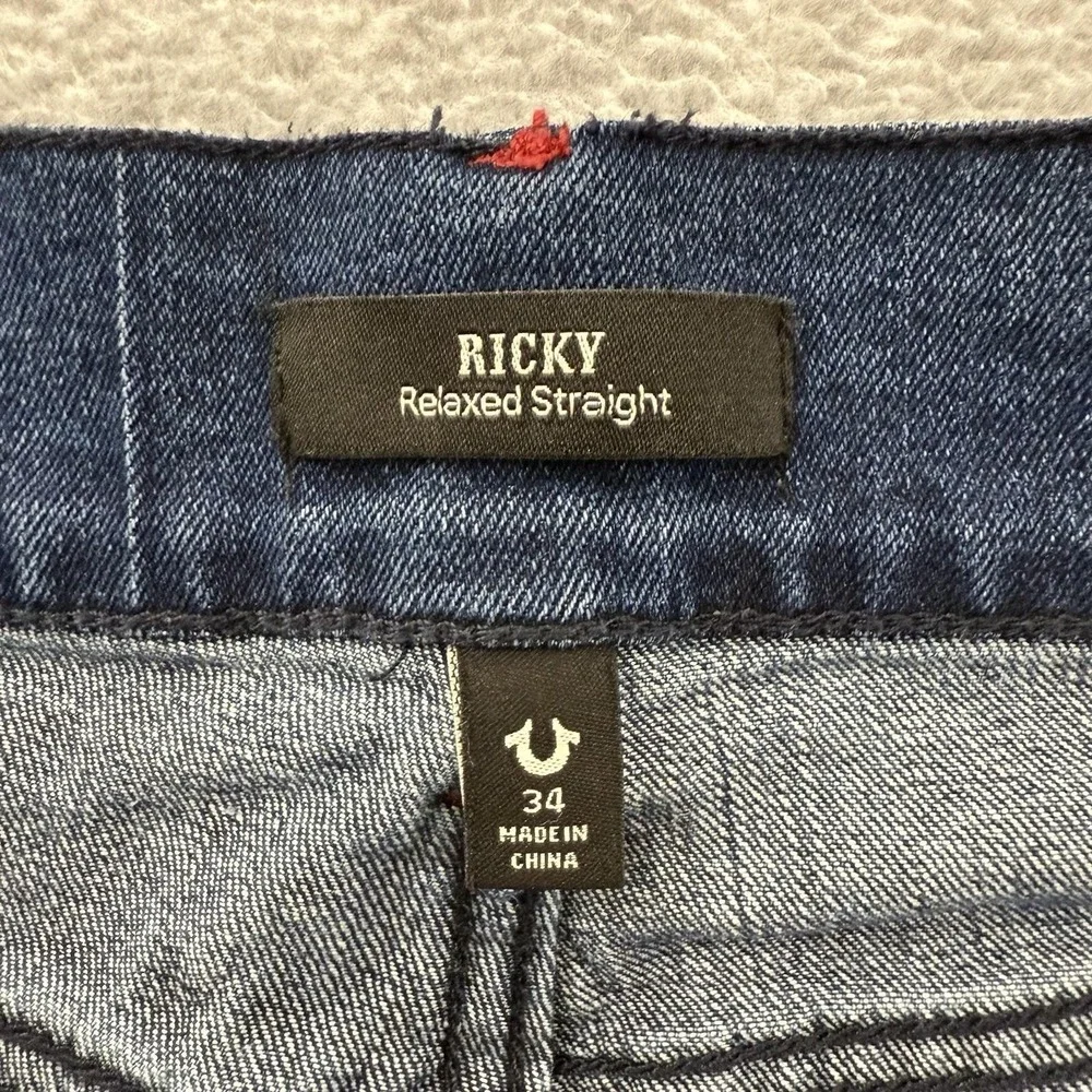 True Religion Jeans Mens 34x34‎ Fits (36x34) Blue Ricky Relaxed Straight Stretch